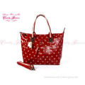 Eco Friendly Winter PVC Red Womens Tote Bags with Yellow po